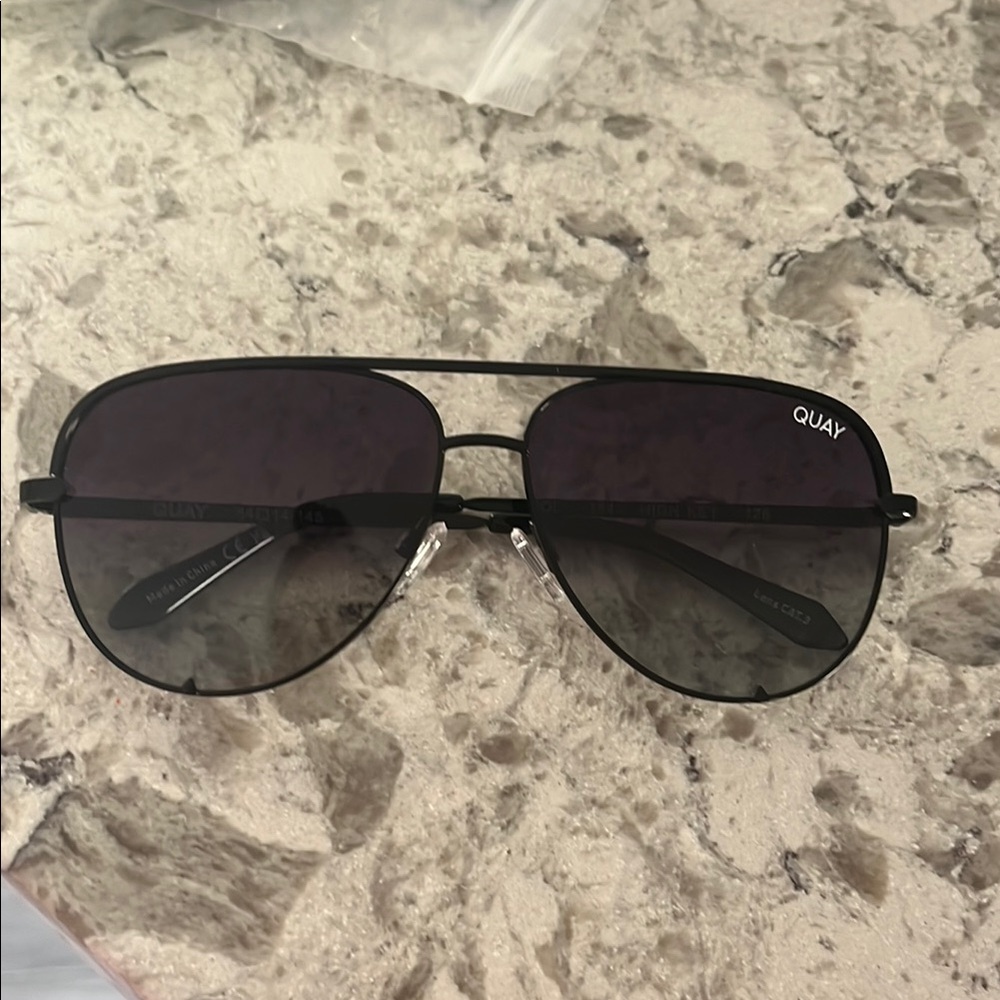 Quay Black Aviator Sunglasses